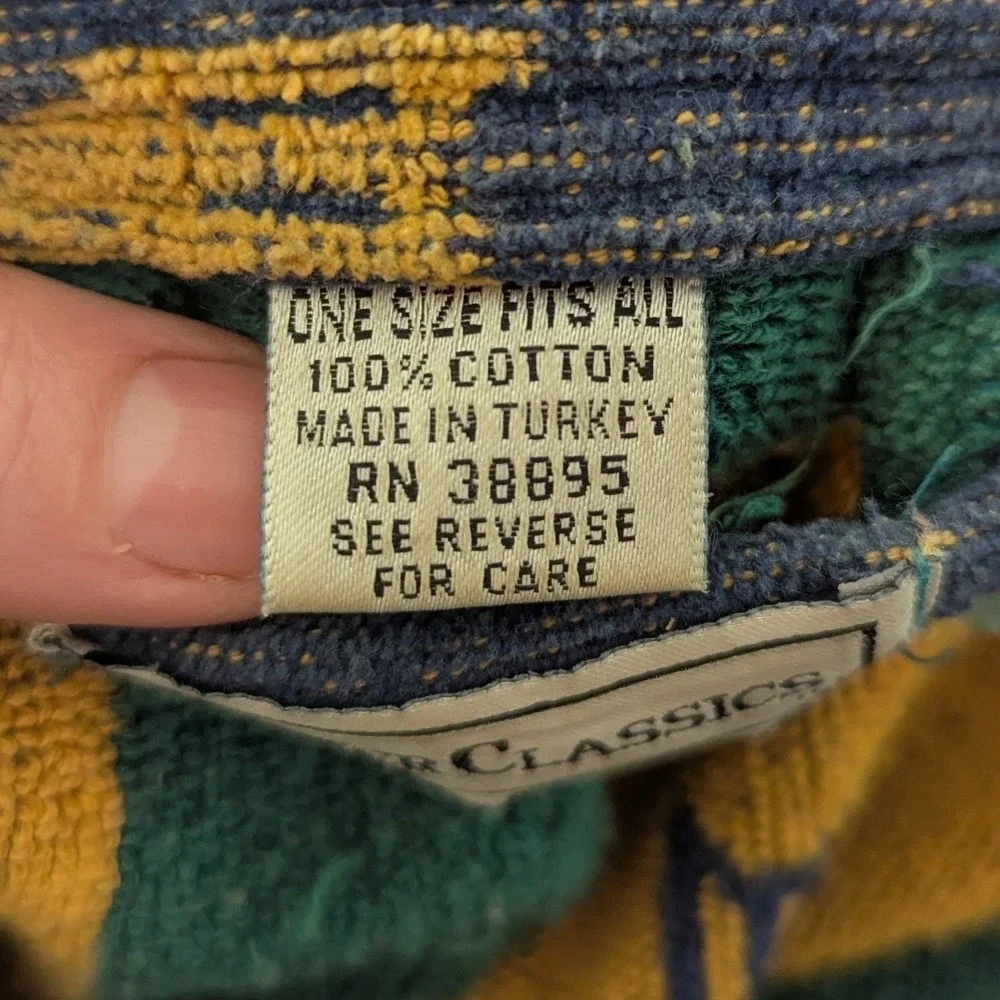 Foster Classics Mens Vintage Striped Terry Cloth Robe Green‎ Blue Yellow OSFA